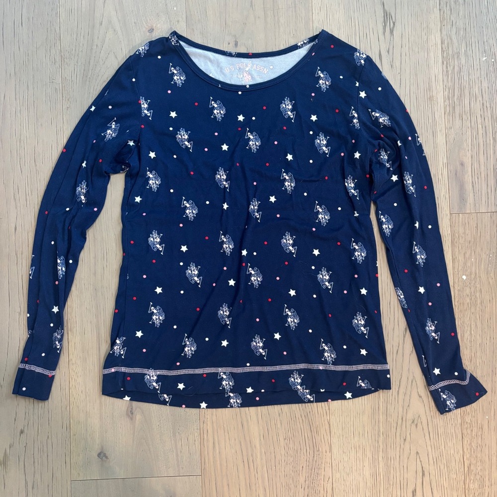 US Polo Assn Pajama Set Small Sleepwear Long Sleeve Shirt‎ Pants Navy Star